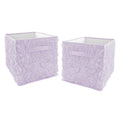 Purple Floral Rose Foldable Fabric Storage Bins Solid Lavender Flower Luxurious Elegant Princess Vintage Boho Shabby Chic Glam