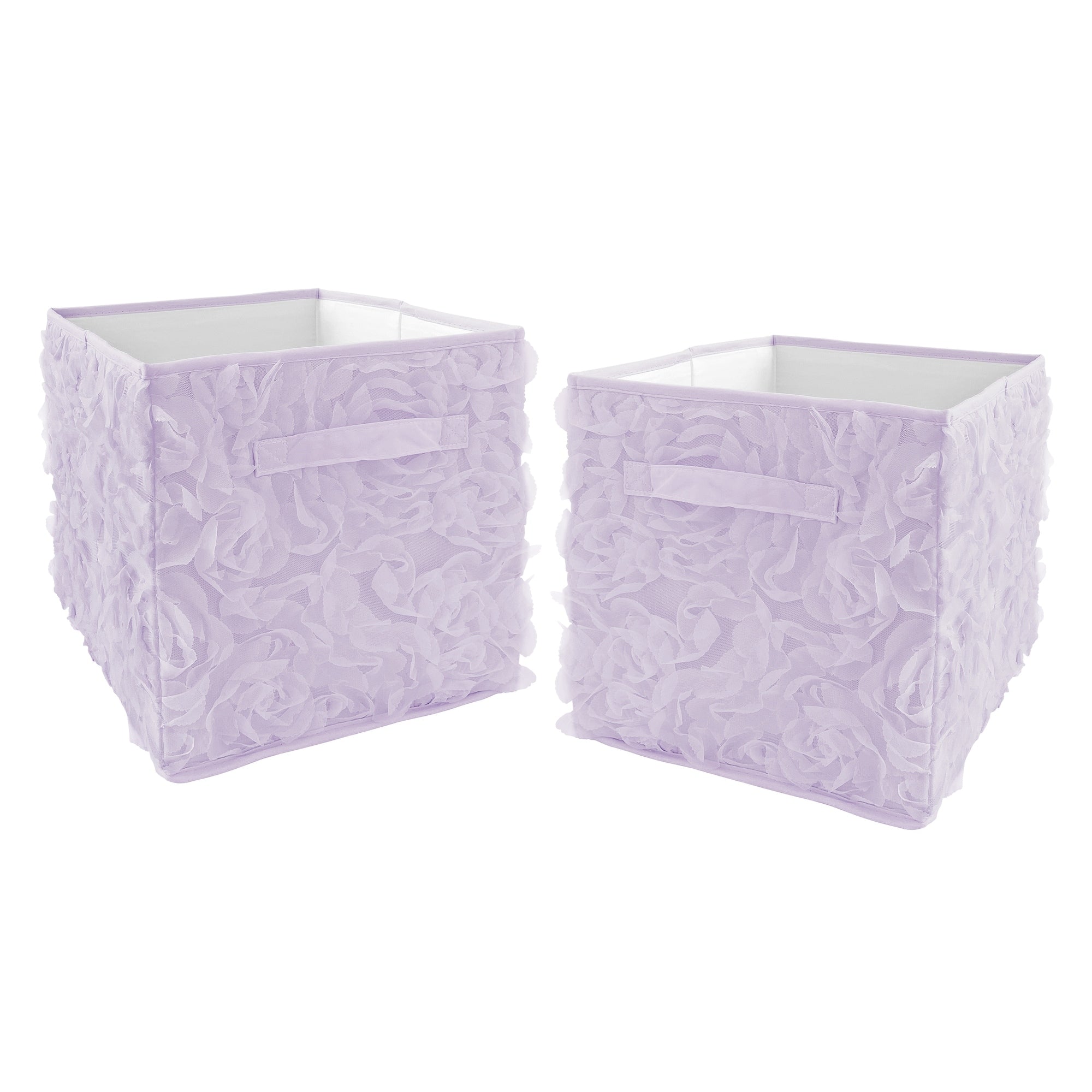 Purple Floral Rose Foldable Fabric Storage Bins Solid Lavender Flower Luxurious Elegant Princess Vintage Boho Shabby Chic Glam