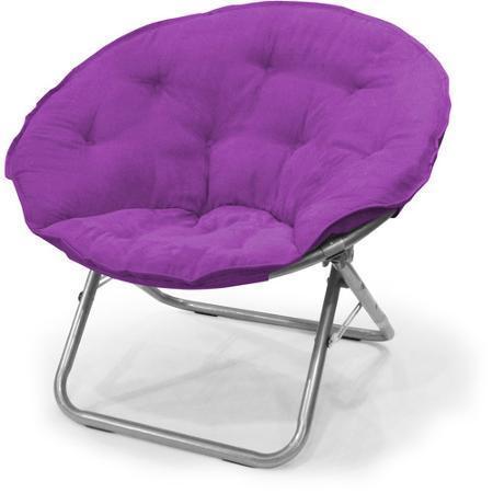 Purple Microsuede Metal Large Contemporary Saucer Chair