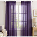 Purple Sheer Window Rod Pocket Curtain Set 90 Inches Long 2 Panels