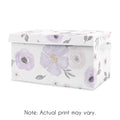 Purple Watercolor Floral Collection Girl Kids Fabric Toy Bin Storage Lavender Pink And Grey Shabby Chic Rose Flower