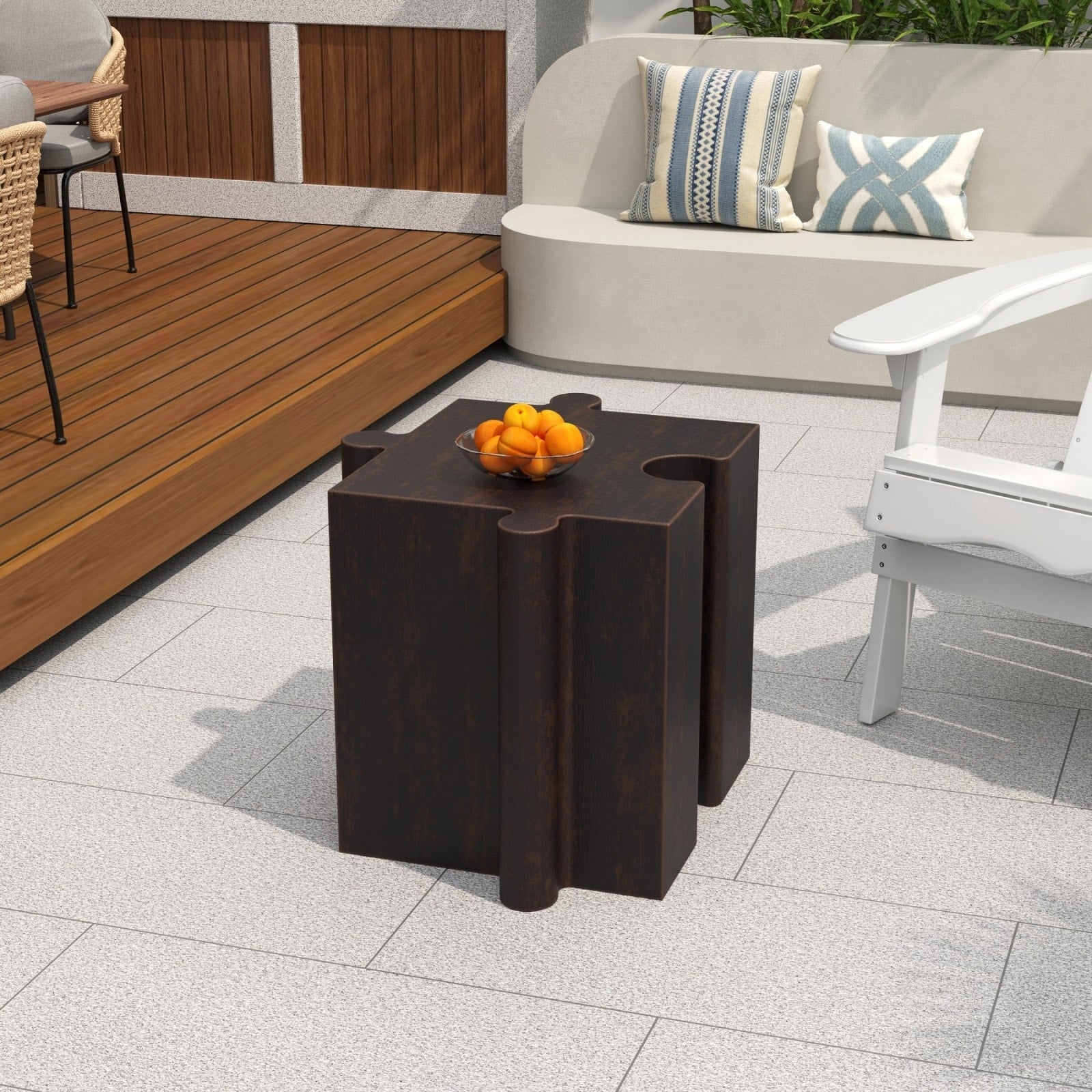 Puzzle Art Side Table Modular Side Table Antique Copper Side Table