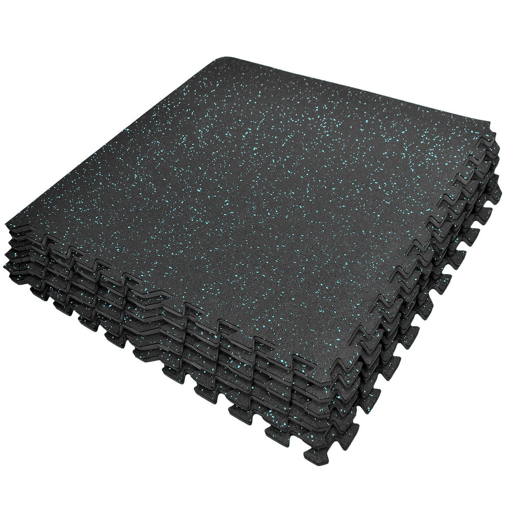 Puzzle Exercise Mat High Density Rubber Interlocking Gym Tiles Blue Dots