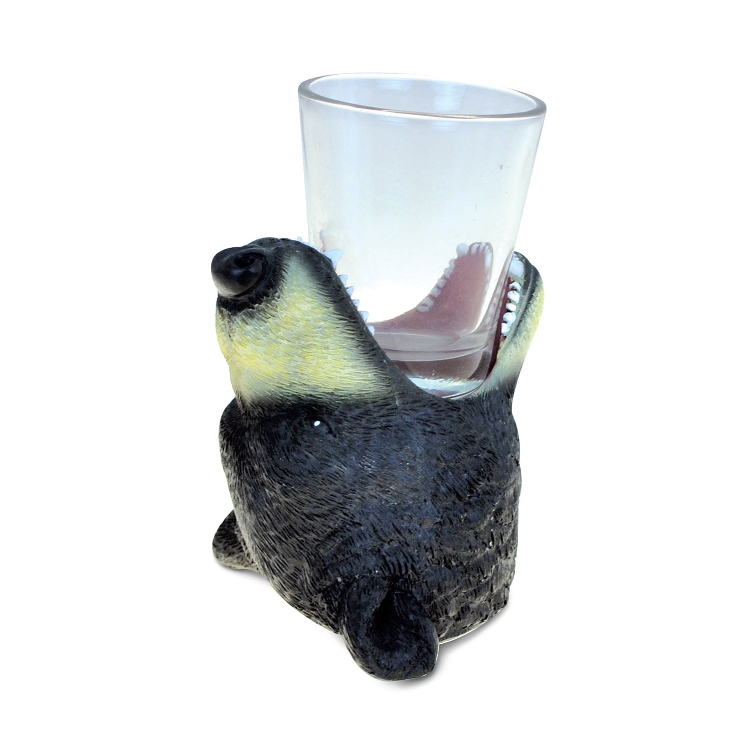 Puzzled Animal Theme Black Bear Cool Animal Head Shot Glass