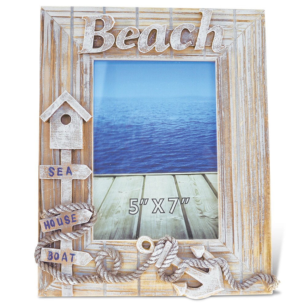Puzzled Baja Beach Multicolor Wood 5 Inch X 7 Inch Handcrafted Nautical Photo Frame