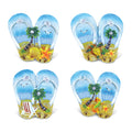 Puzzled Flip Flops Multicolor Resin Refrigerator Silver Beach Magnets Pack Of 4