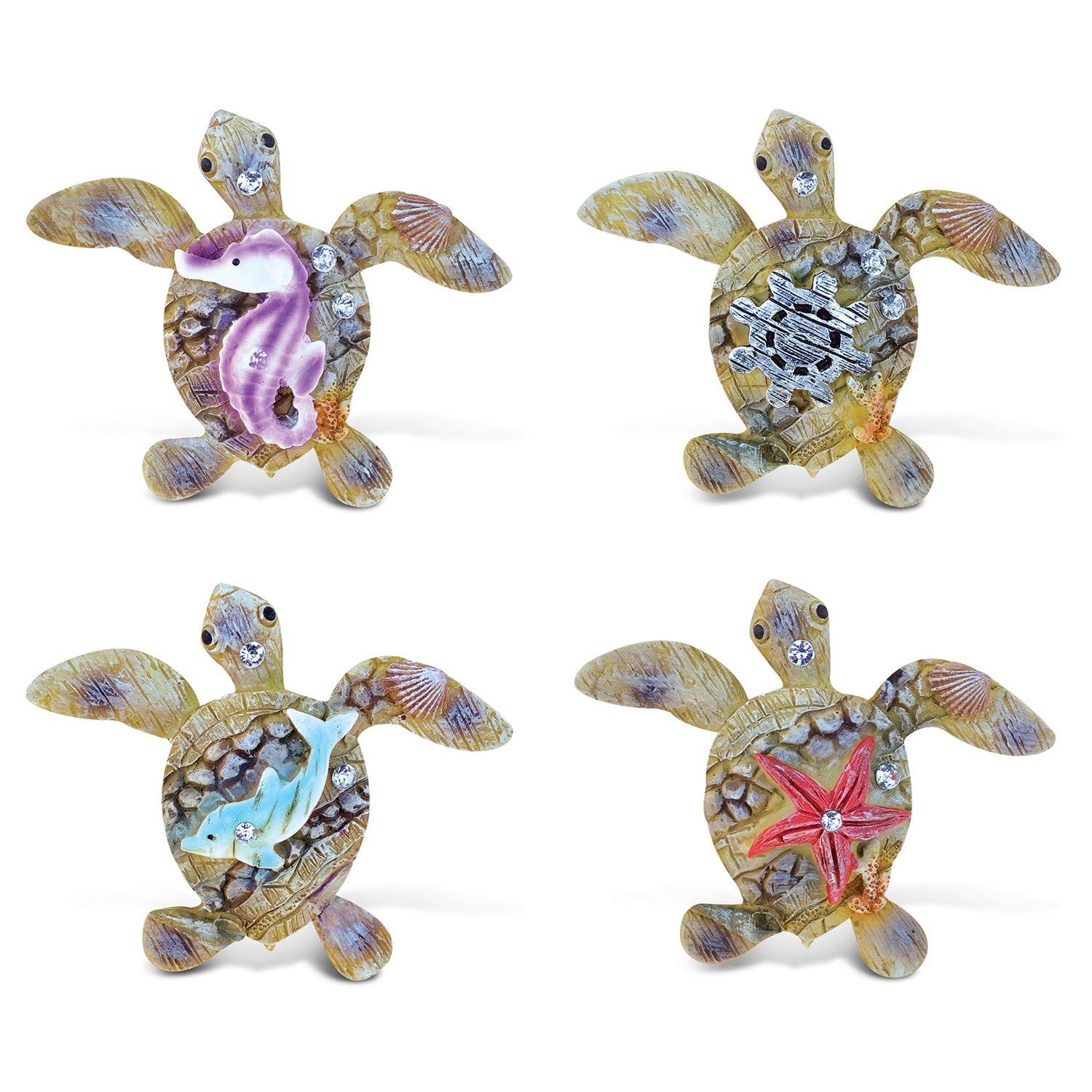 Puzzled Sea Turtle Rockstone Resin Refrigerator Magnet Pack Of 4