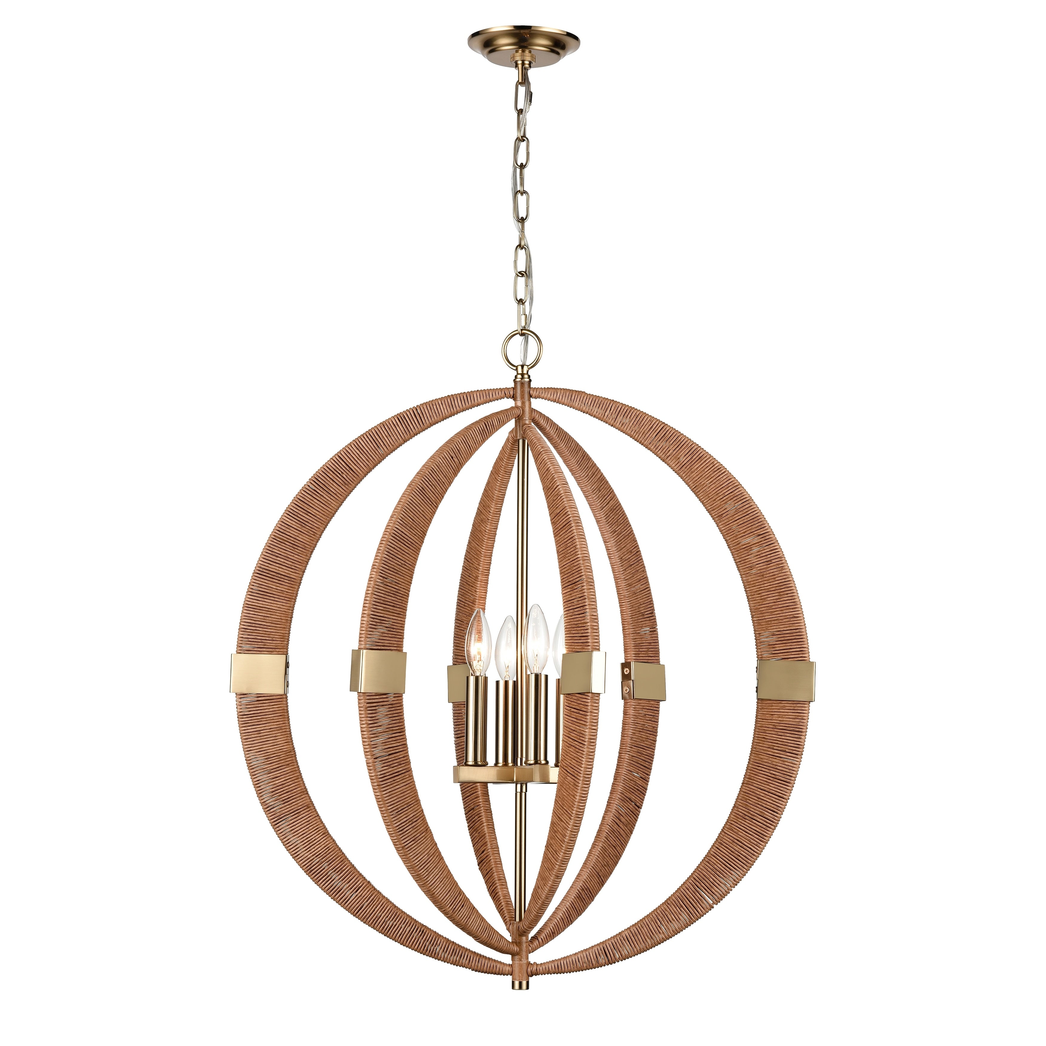 Pyrus 27 Inch Wide 4 Light Chandelier In Brown 27In W X 27In D X 29In H