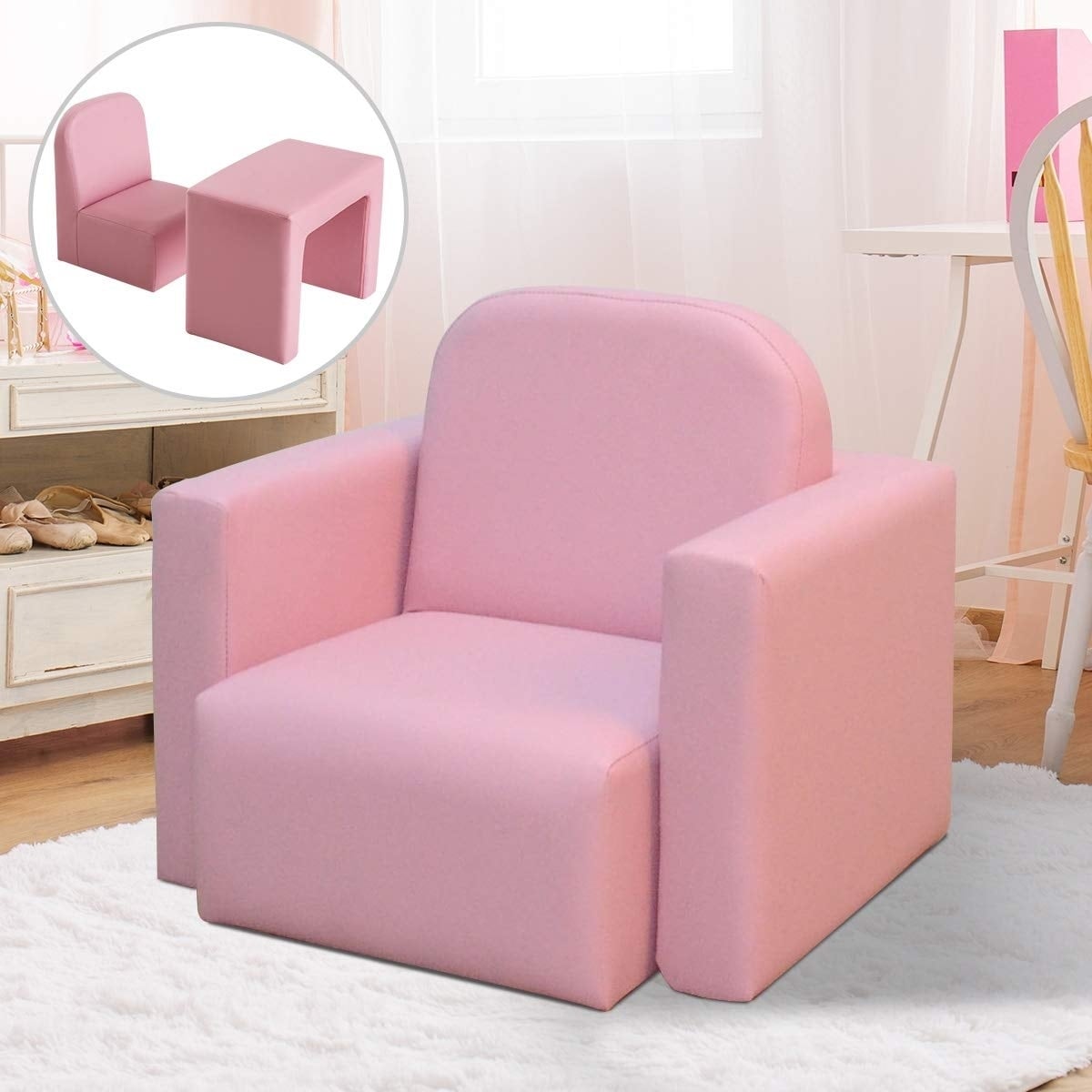 Qaba 2 In 1 Multifunctional Convertible Kids Table And Chair Set