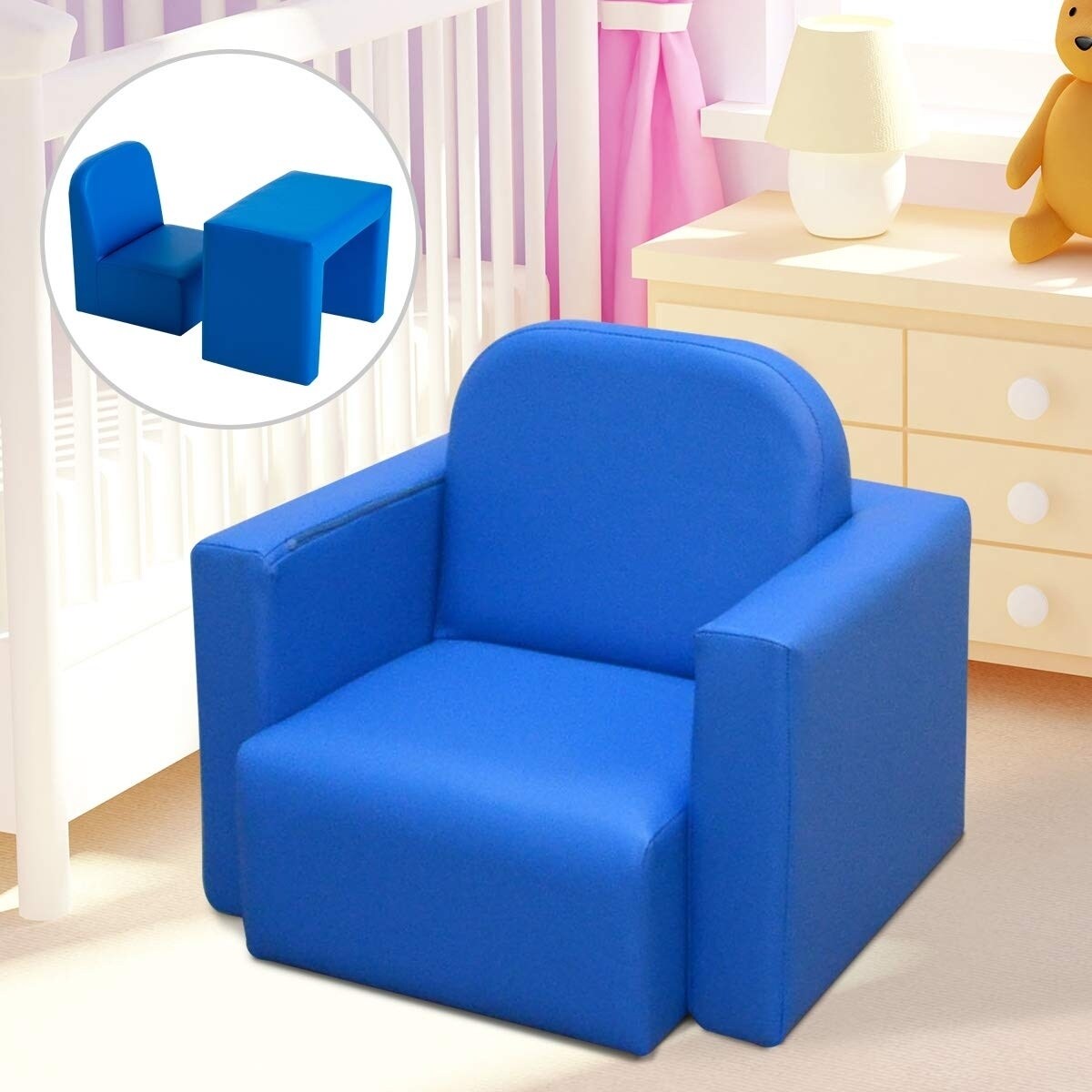 Qaba 2 In 1 Multifunctional Convertible Kids Table And Chair Set