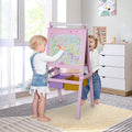 Qaba 3 In 1 Kids Wooden Art Easel With Paper Double Sided Chalkboard Whiteboard With Storage For Age 3 Years Pink.