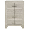 Qanto Tall Dresser Chest 4 Drawers Nickel Metal Rustic Cream Wood