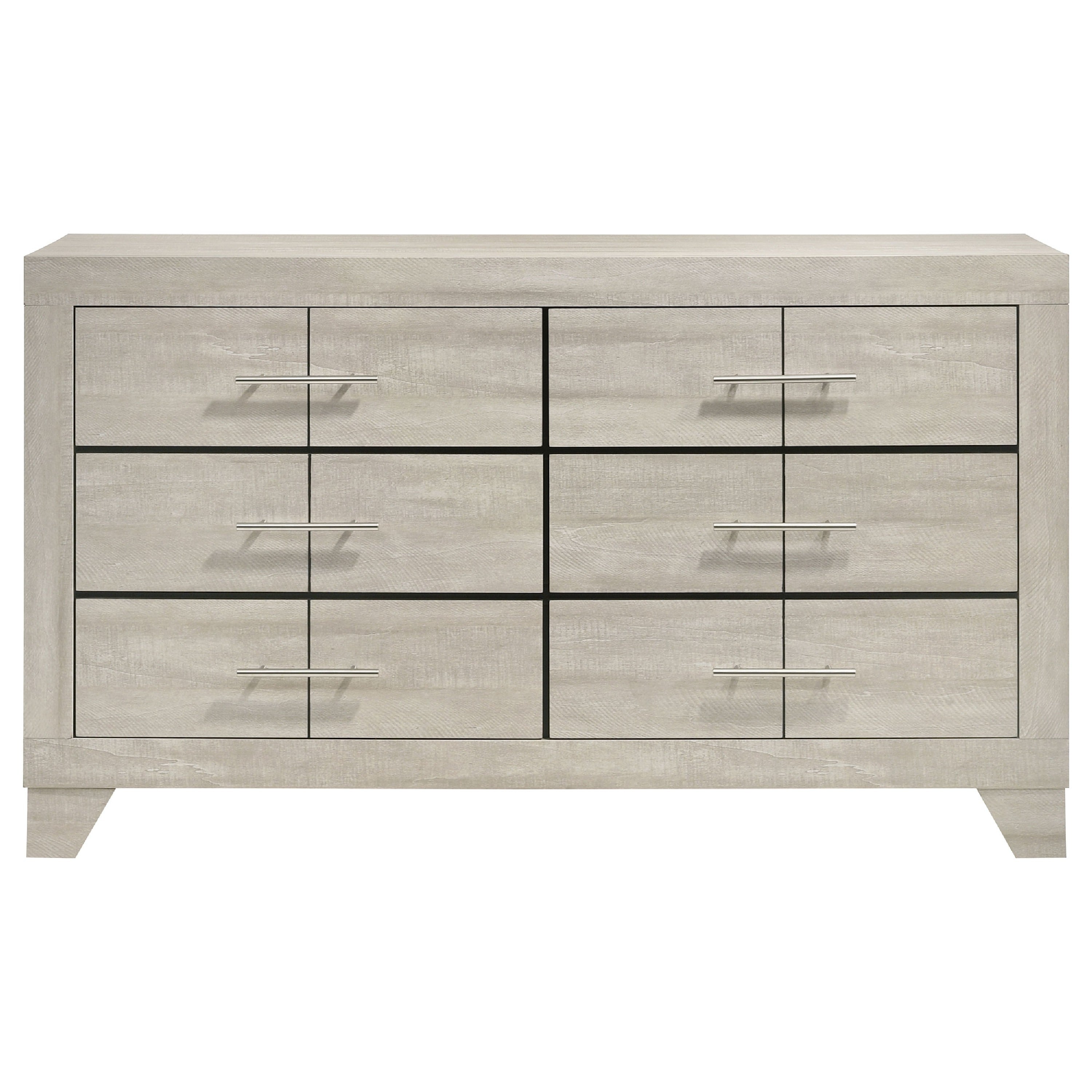 Qanto Wide Dresser With 6 Drawers Rustic Cream Wood