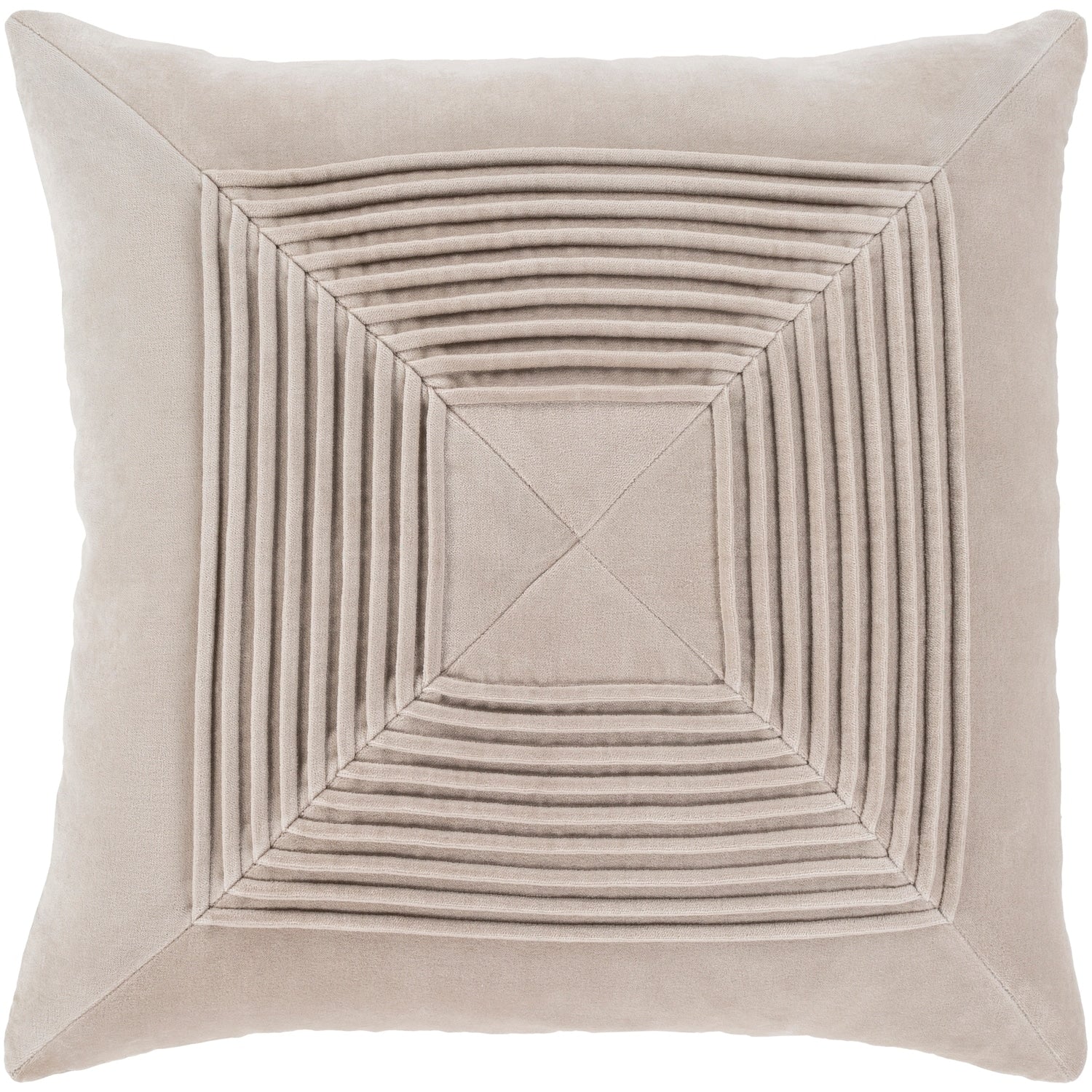 Quadratum Velvet Beige Feather Down Or Poly Filled Throw Pillow 20 Inch
