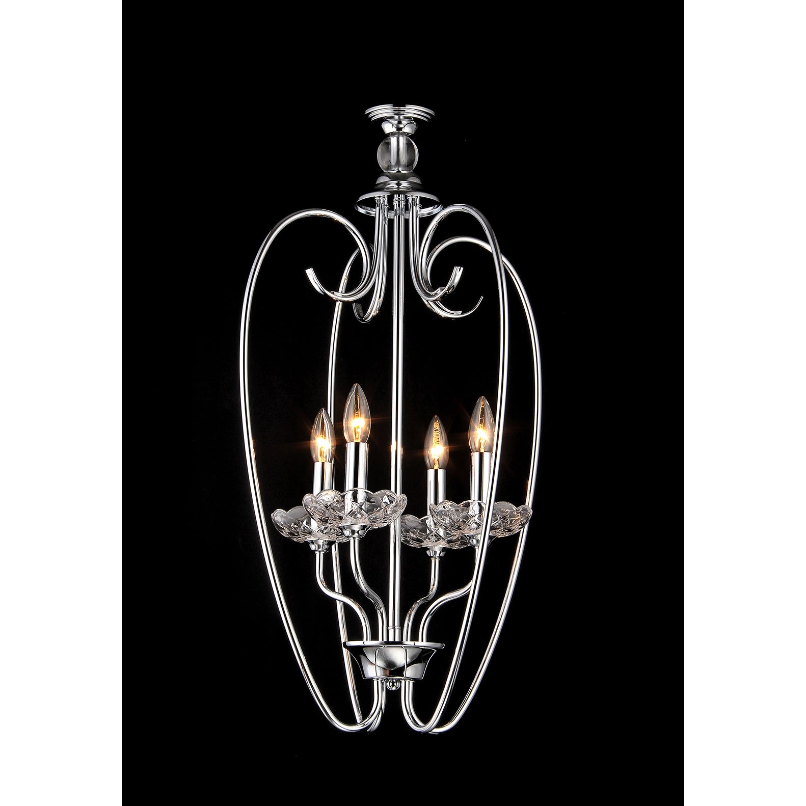 Quarree 4 Light Glass 16 Inch Chrome Chandelier