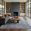Mcqueen Handmade Knotted Geometric Wool Viscose High Low Area Rug