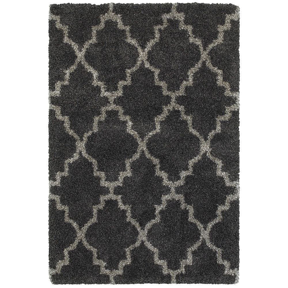 Quatrafoil Lattice Charcoal Grey Shag Rug 710 X 1010 710 X 1010
