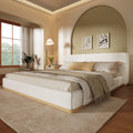 Queen King Elegant Upholstered Bed With Solid Wood Frame And Durable Comfortable Design