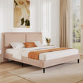 Queen King Modern Plush Upholstered Bed With Soft Padded Backrest For Comfort