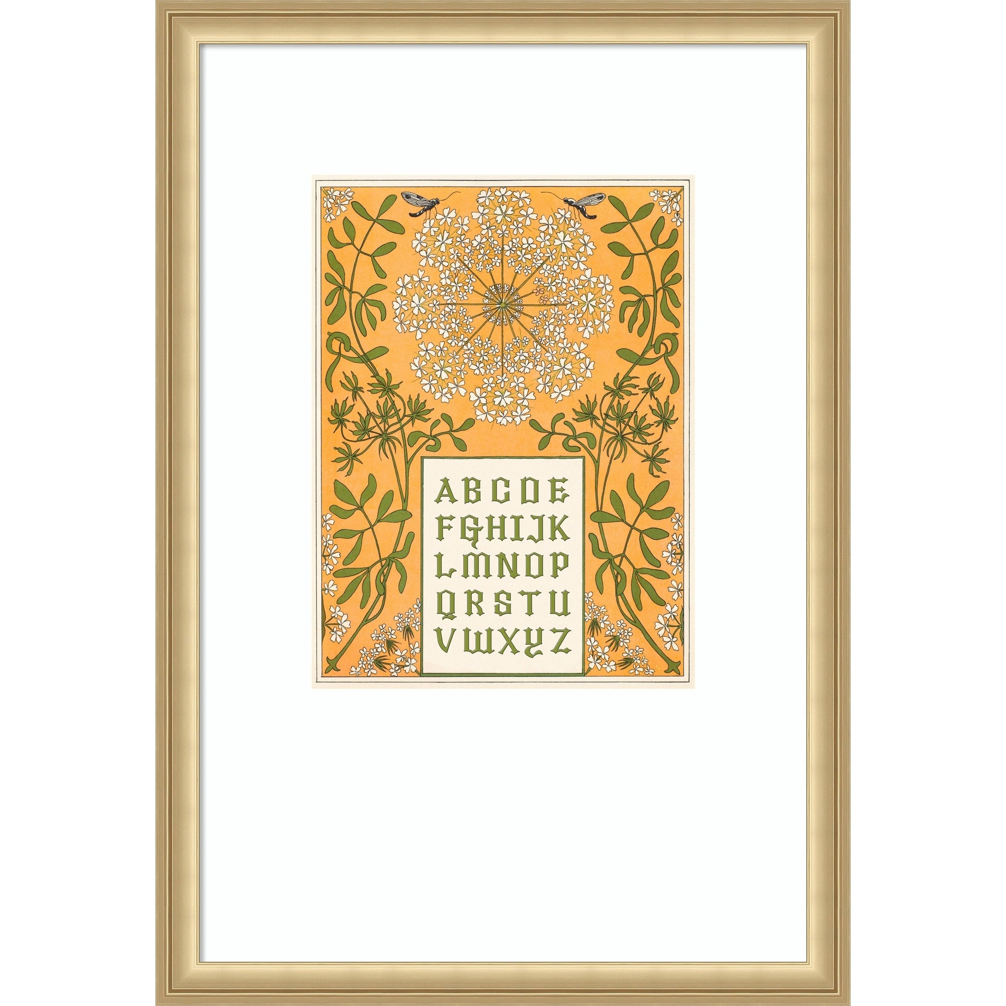 Queen Anne 039 Floral Alphabet By Wild Violets Wood Framed Wall Art Print