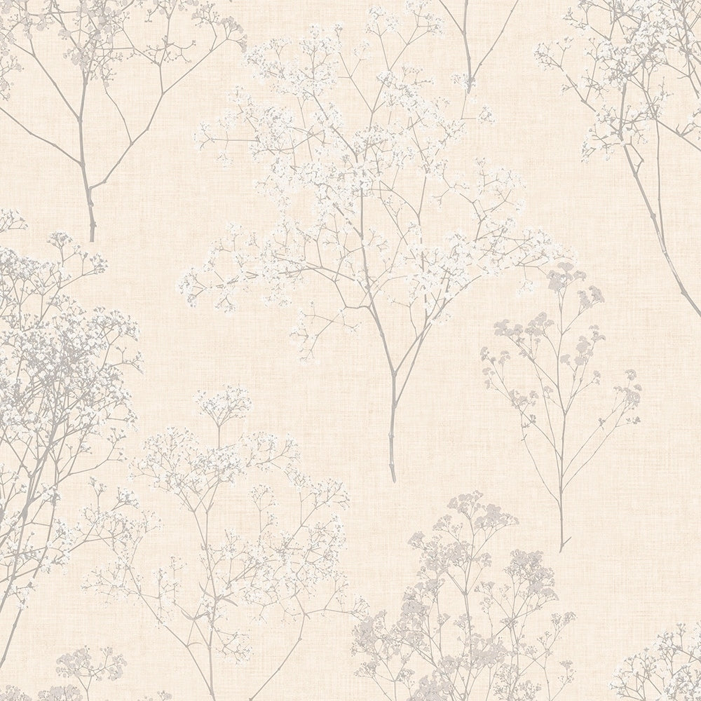 Queen Annes Lace Wallpaper Floral In Grey Beige