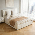 Queen Bed Frame With Adjustable Led Lights Headboard Usb C Charging Ports Upholstered Platform Bed Metal Slats Support