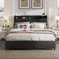 Queen Bed Frame With Ergonomic Headboard Platform Bed Frame With Outlets Charger Metal Bed Frame With Storage Shelf