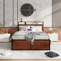 Queen Bed Frame With Storage Headboard And 12 Drawers Led Lights Metal Slats Support No Box Spring Needed