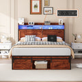 Queen Brown Platform Bed Frame With Storage Headboard Footboard