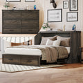 Queen Farmhouse Murphy Bed With Charging Station And Large Storage Drawer