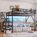 Queen Full Loft Bed With Stairs Storage Wardrobe Metal High Loft Bed With Lighting