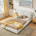 Queen King Boucl Fabric Platform Bed With Tufted Cloud Headboard