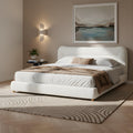 Queen King Size Minimalist Teddy Bear Plush Bed With Curved Headboard