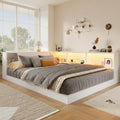 Queen L Shape Storage Daybed With Led Shelf Hidden Slide Cabinet Built In Usb Power Hub By Harper Bright Designs