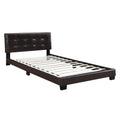 Queen Leatherette Bed With Checkered Tufted Headboard Dark Brown