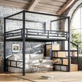 Queen Loft Bed With Storage Stairs And Wardrobe Metal Loft Bed With Canopy Frame Ample Underbed Spaces Design Black