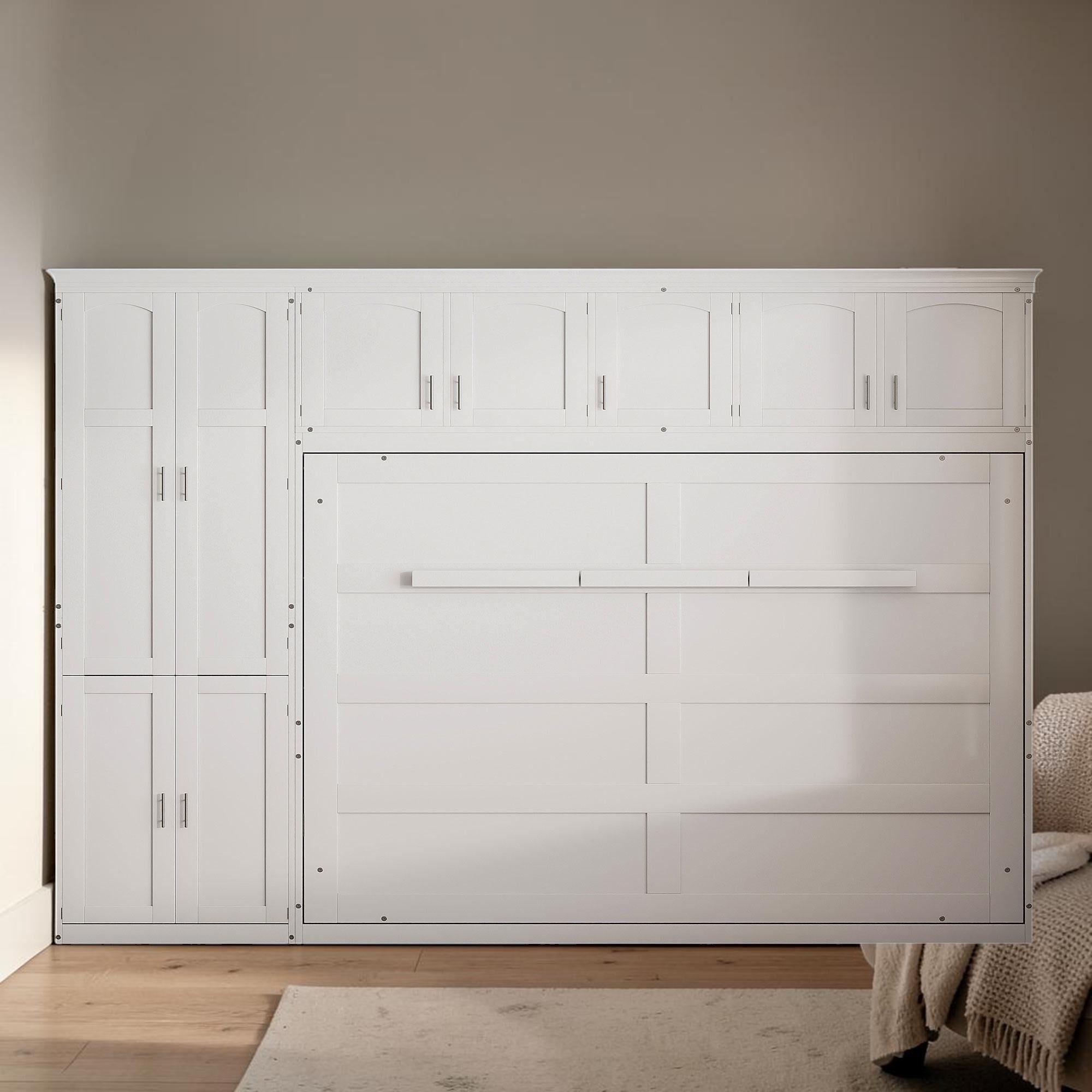 Queen Murphy Bed With Cabinets And Storage Wall Bed Cabinet With Wardrobe Drawers Space Saving