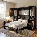 Queen Murphy Bed With Closet And Drawers Wall Bed With Shelves Space Saving Foldable Bed Frame