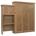 Queen Murphy Bed With Louvered Storage Shelves Foldable And Space Saving Design