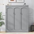 Queen Murphy Bed With Shelves And Two Layer Storage Cabinet Mdf Frame