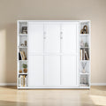 Queen Murphy Bed With Storage Cabinets Foldable Wall Bed With Wood Slats And Hardware Frame