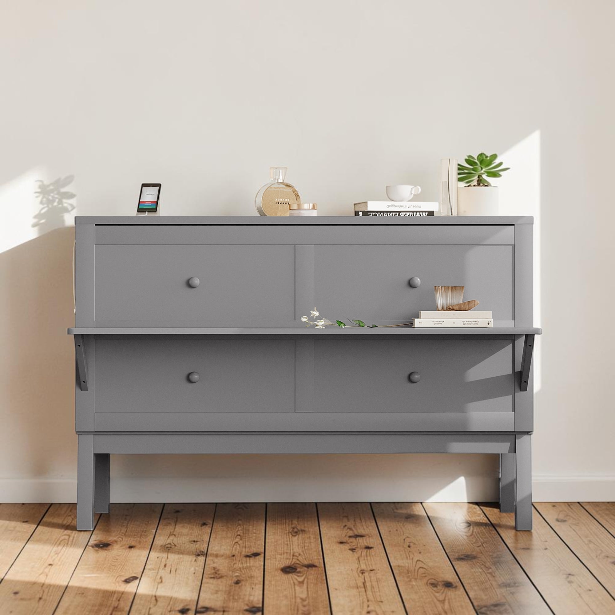 Queen Murphy Bed With Usb Port And Sliding Shelves Space Saving Wall Bed Cabinet With Storage