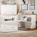 Queen Murphy Cabinet Bed With Charging Station Large Storage Drawer Farmhouse Foldable Wall Bed