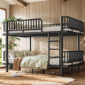 Queen Over Queen Metal Bunk Bed 2 Platform Beds Guardrails Ladder