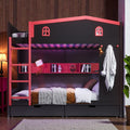 Queen Over Queen Solid Wood Bunk Bed With Storage Drawers And Shelves Built In Hooks No Box Spring