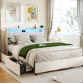 Queen Platform Bed Frame Queen Size With Outlets Charger Led Light