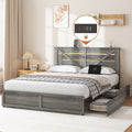 Queen Platform Bed Frame With Storage Headboard Storage Drawers