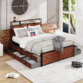 Queen Platform Bed Frame With Storage Headboard And Drawers