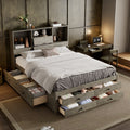 Queen Platform Storage Bed With Headboard 8 Drawers