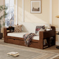 Queen Size 4 In 1 Daybed With Storage Drawers Desk Hydraulic Armrests